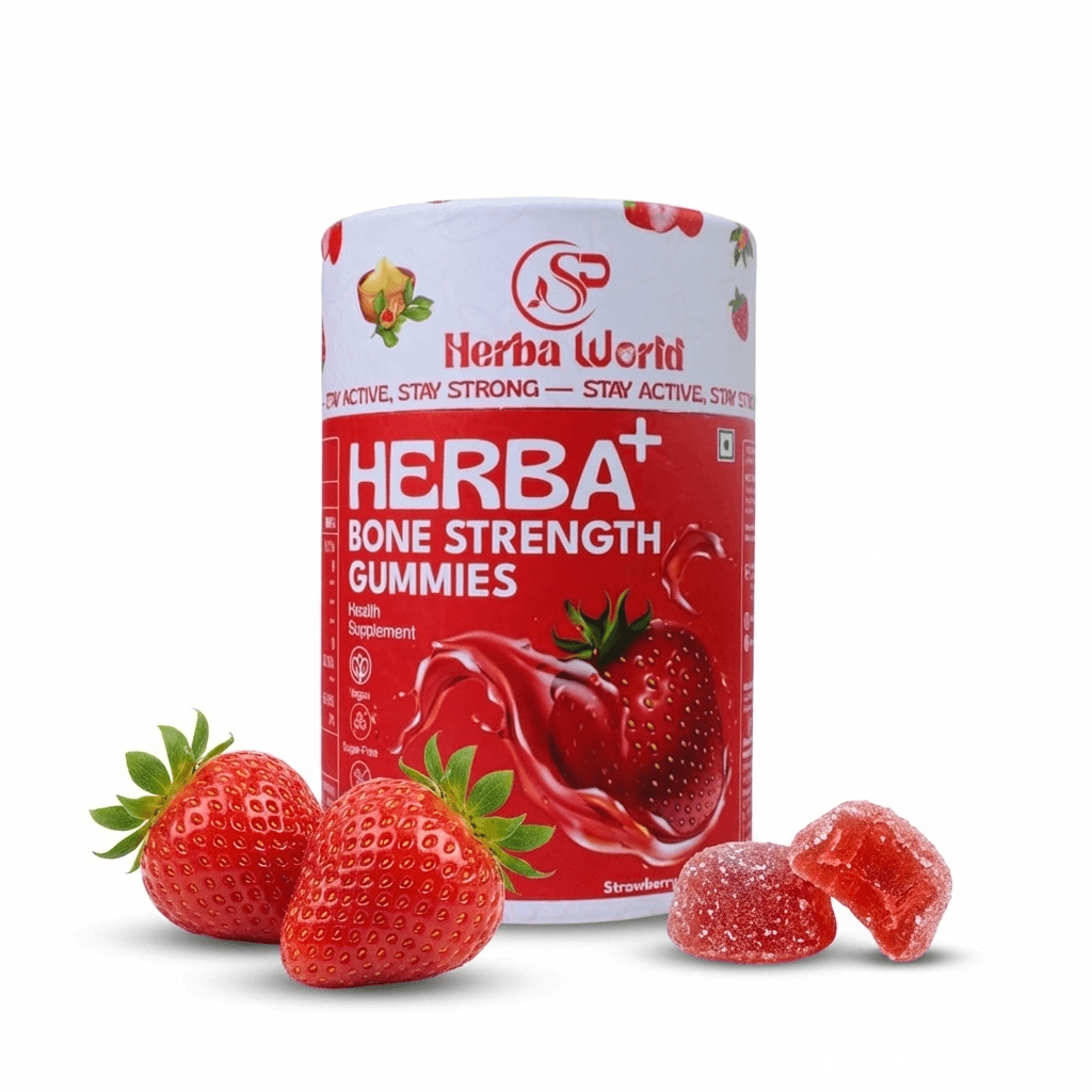 herba+ bone strength gummies – strawberry flavour (30 gummies) herba+ bone strength gummies – strawberry flavour (30 gummies)
